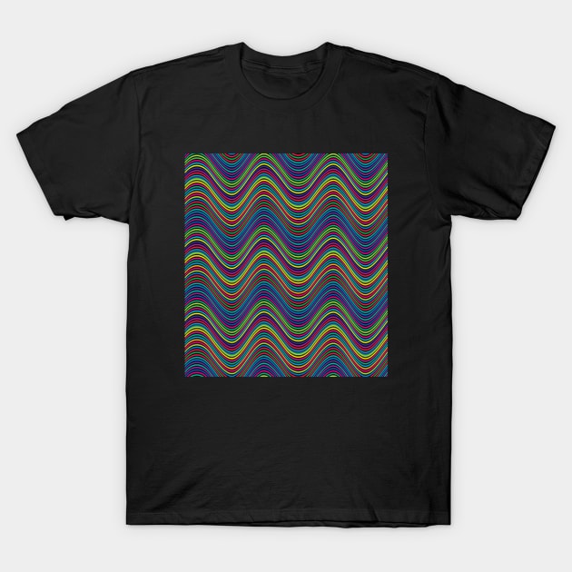 Striped Wave Pattern T-Shirt by Stylebydesign